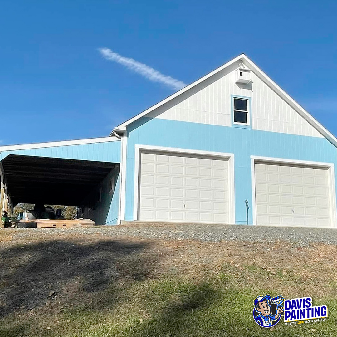 Davis Painting Exterior Blue Garage